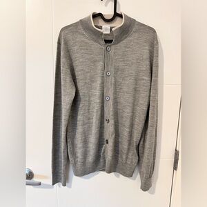 Eleventy Gray Merino Wool & Silk Cardigan | Men’s Small | Luxury Italian Knit